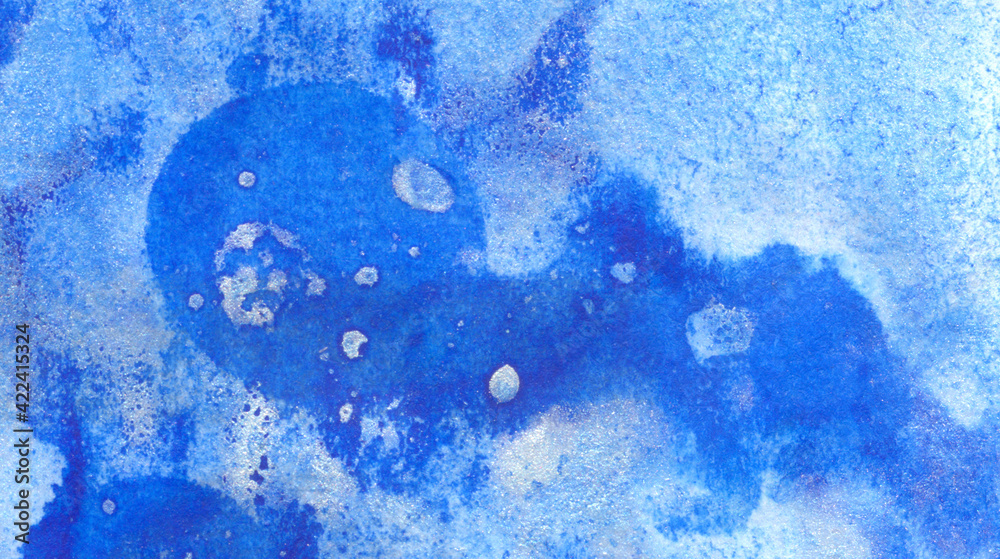 Abstract art background blue liquid paint watercolor technique illustration