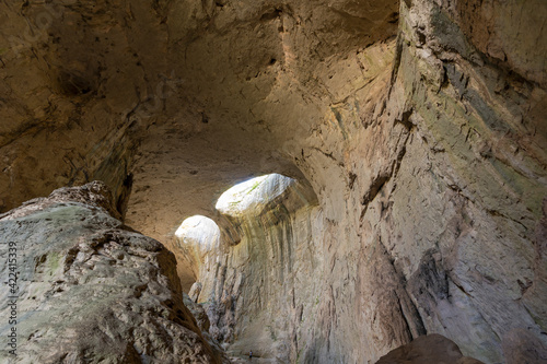 Prohodna cave known as God's eyes near Karlukovo village, Bulgaria
