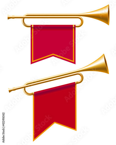 Two Golden Horn Trumpets