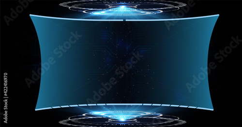 HUD, UI, GUI futuristic user interface screen elements set. High tech screen for video game. Sci-fi concept design.  Virtual hi Scifi HUD, UI, GUI futuristic user frame interface screen elements set.