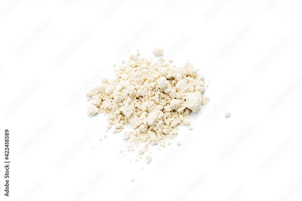 dry wasabi powder isolated on a white background. above view dry wasabi powder isolated on a white background. above view
