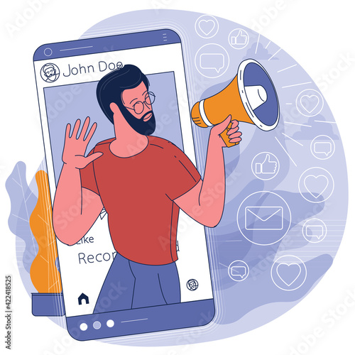 Social media influencer at work.