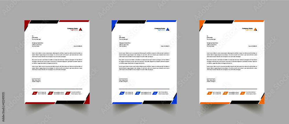 Modern And Clean Letterhead Design Template Business Style Professional Template Design Creative Business Letterhead Design Template for your business, with color variation Modern And Clean Letterhead Design Template Business Style Professional Template Design Creative Business Letterhead Design Template for your business, with color variation