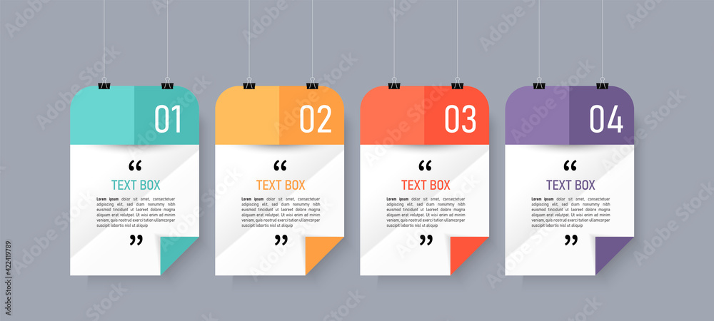 Text box design with note papers infographic. Stock Vector | Adobe Stock