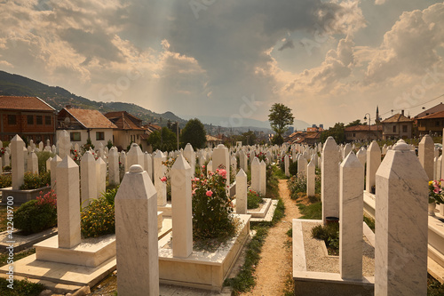 Alifakovac Cemetery in Sarajevo. Bosnia Herzigovina. photo