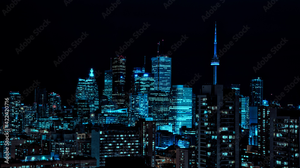 Fototapeta premium Toronto's colourful and vibrant night skyline
