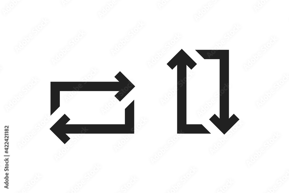 Arrow rotate icon set. Twist, two arrow sign in vector flat Arrow rotate icon set. Twist, two arrow sign in vector flat
