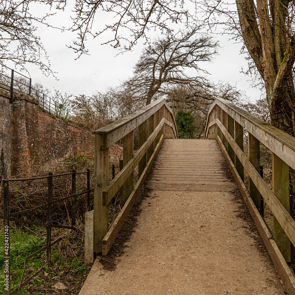 A foot bridge over river Medway in Haysden Country park , Tonbridge, Kent.