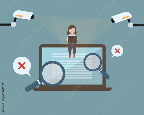 micromanagement culture that monitor and control you in every single step of your work vector