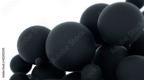 Black balloon on a white background. Ballons Background, 3d render. Balloons flying in the air. Mockup for cover, banner, celebrations, party, greetings and invitations 