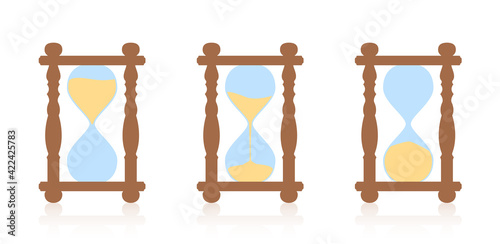 Fototapeta Hourglass - start, halftime and finish sequence