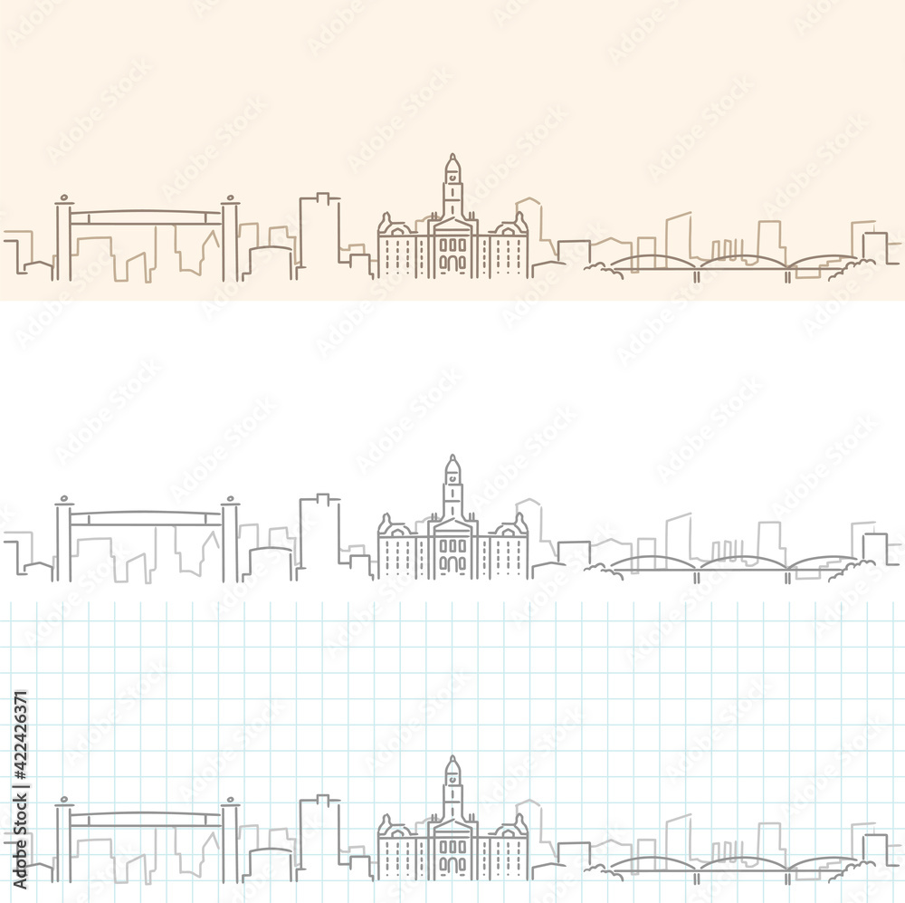 Fort Worth Hand Drawn Profile Skyline