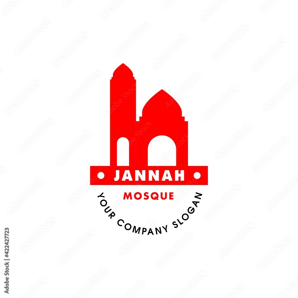 Mosque Logo Template Design Vector Emblem Concept Design Symbol Creative Icons. suitable for the logo of mosques, companies and communities.