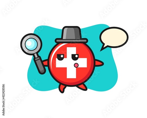 switzerland cartoon character searching with a magnifying glass