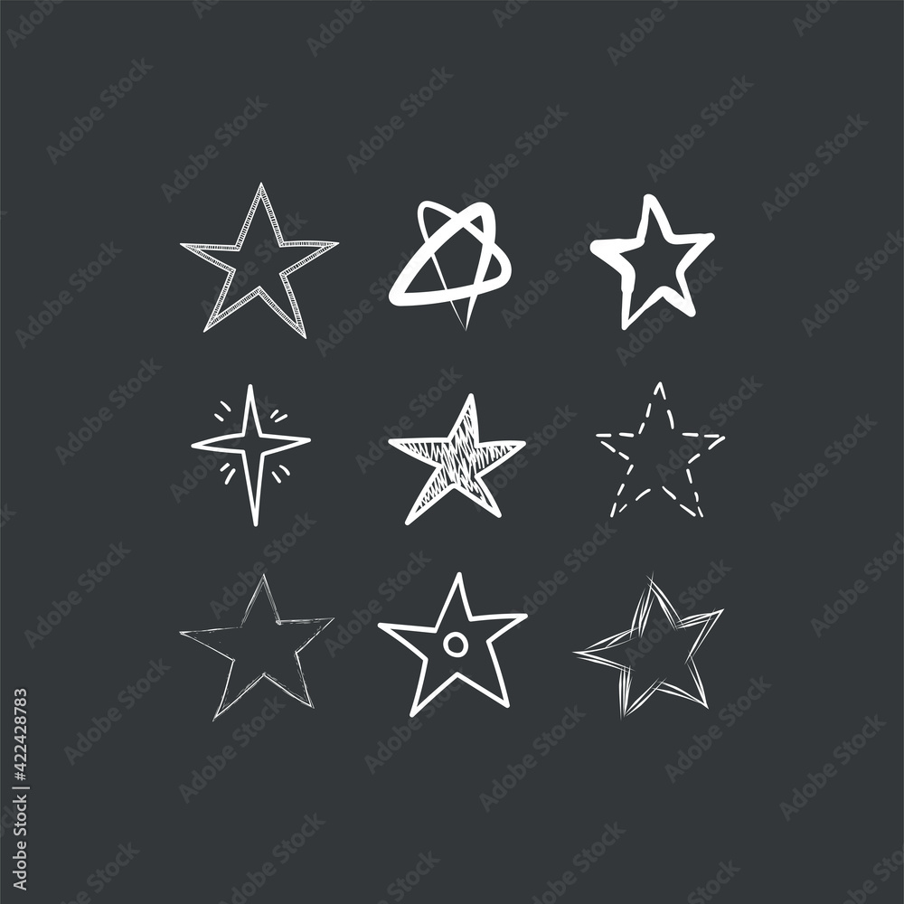 Stars doodle collection. Set of hand drawn stars. Scribble illustrations. Stars doodle collection. Set of hand drawn stars. Scribble illustrations.
