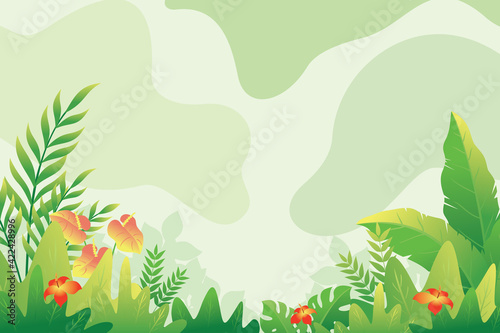 Tropical Nature background, beautiful tropical jungle illustration