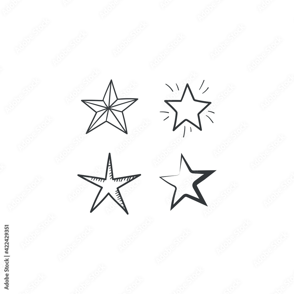 Stars doodle collection. Set of hand drawn stars. Scribble illustrations. Stars doodle collection. Set of hand drawn stars. Scribble illustrations.