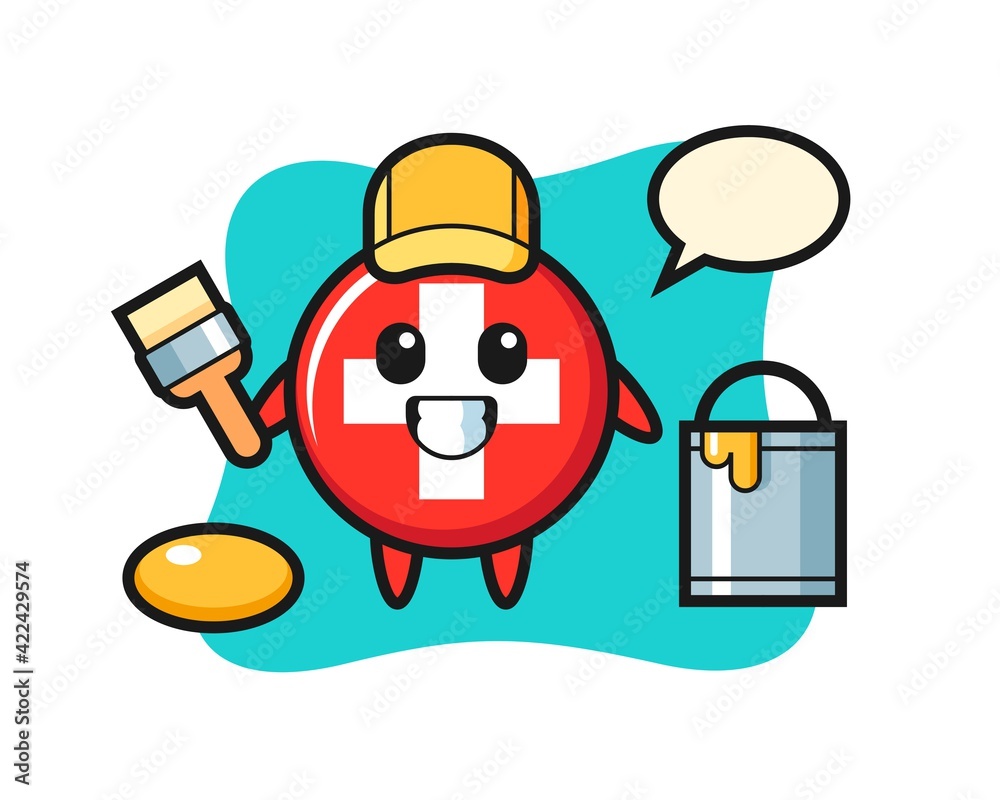 Character Illustration of switzerland as a painter Character Illustration of switzerland as a painter