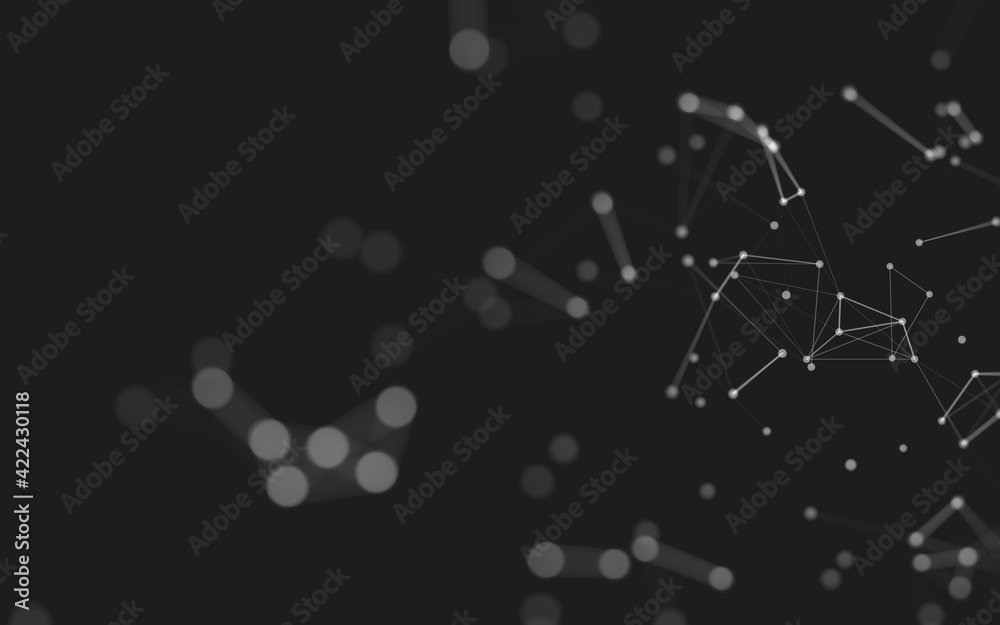 Abstract background. Molecules technology with polygonal shapes, connecting dots and lines. Connection structure. Big data visualization. Abstract background. Molecules technology with polygonal shapes, connecting dots and lines. Connection structure. Big data visualization.