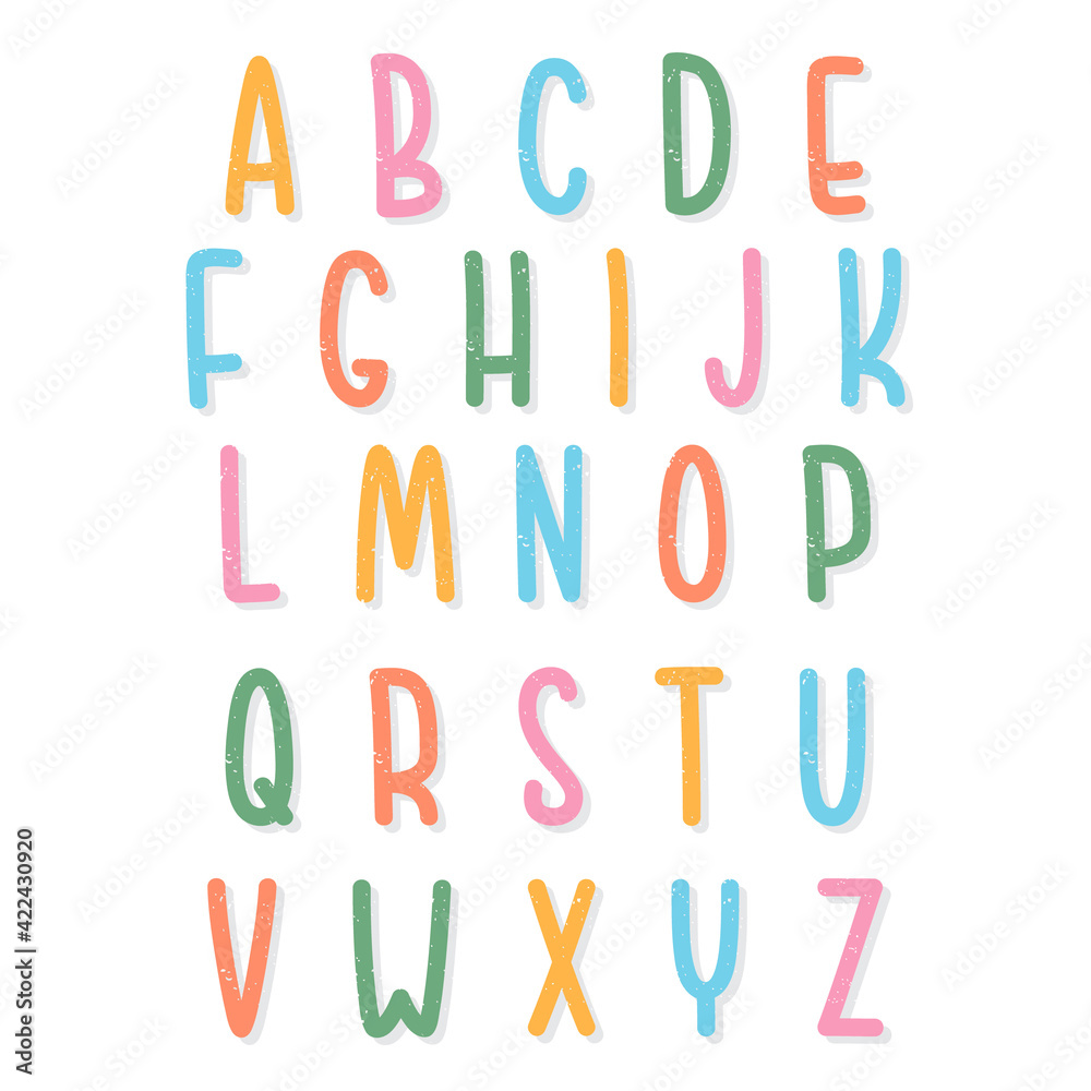 cute colorful tall Font and Alphabet