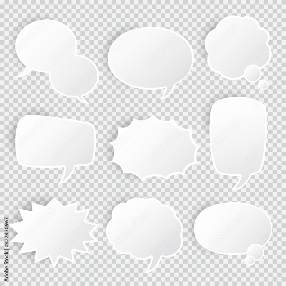 Set of empty realistic comic bubbles