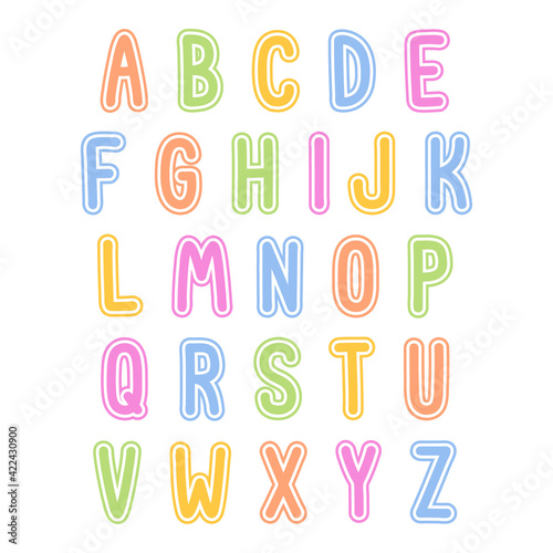 cute colorful bold Font and Alphabet