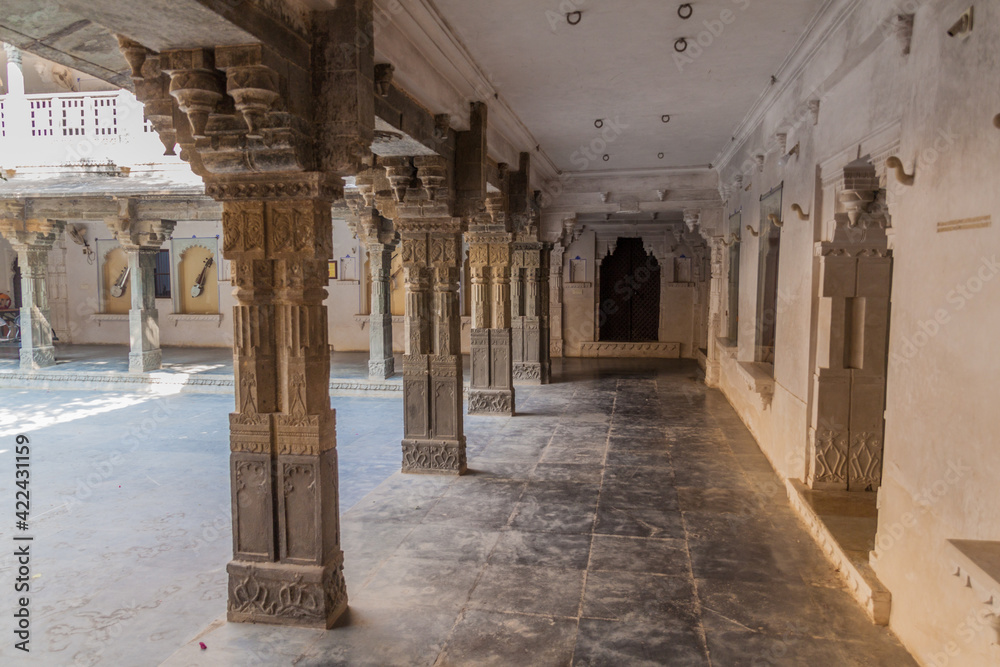 Courtyard of Bagore ki Haveli in Udaipur, Rajasthan state, India