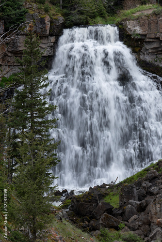 USA, Wyoming. Rustic Falls, Yellowstone National Park.