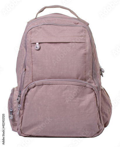 Pink backpack textile on a white background. Light pink canvas