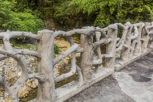 Decorative railing near Dehang Miao village, Hunan province, China photo