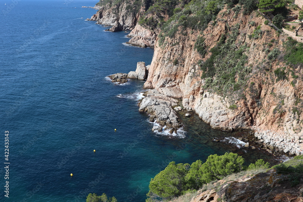 Espagne - Costa Brava - Tossa de Mar - La falaise et ses rochers