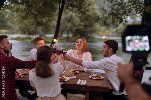 french dinner party on summer