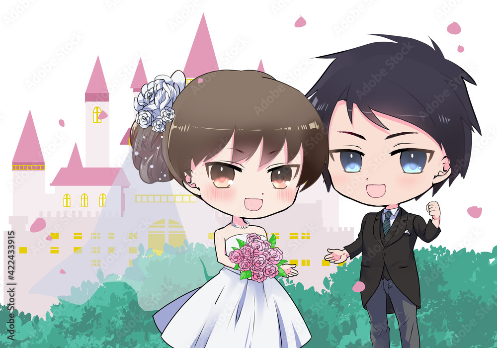 イラスト素材 結婚式を挙げる新郎新婦のイラスト Stock イラスト Adobe Stock