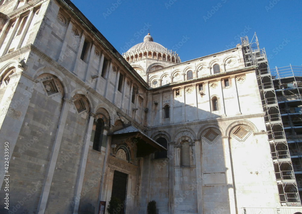 Pisa, Italy. Side of the Cathedral of Pisa