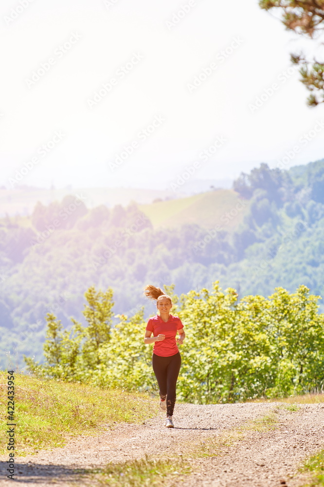 woman enjoying in a healthy lifestyle while jogging woman enjoying in a healthy lifestyle while jogging