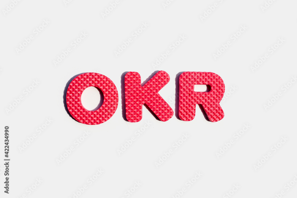 OKR puzzle alphabets on white. OKR puzzle alphabets on white.