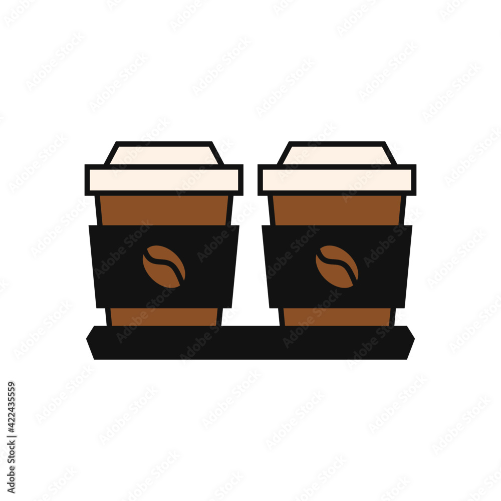 Coffee cups icon in color icon, isolated on white background 