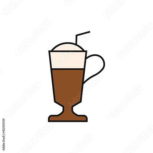 Coffee latte icon in color icon  isolated on white background 