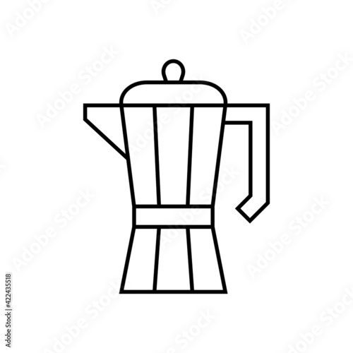 italian Coffee maker icon in flat black line style, isolated on white 