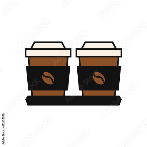 Coffee cups icon in color icon, isolated on white background 