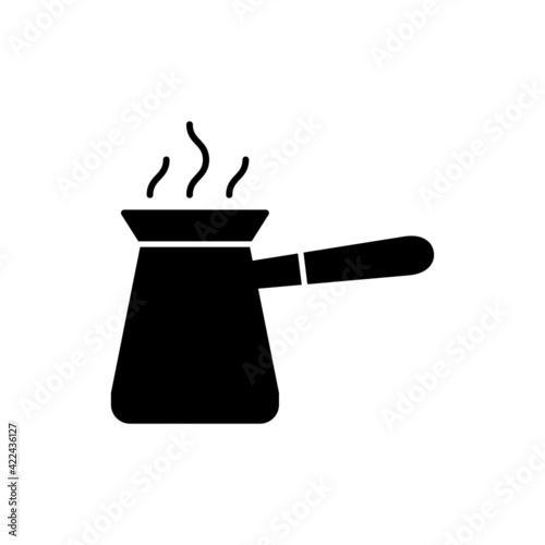 turkish coffee pot icon  in solid black flat shape glyph icon, isolated on white background 