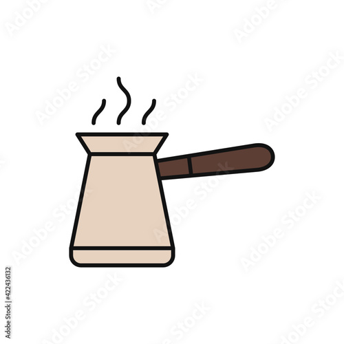 turkish coffee pot icon in color icon, isolated on white background 