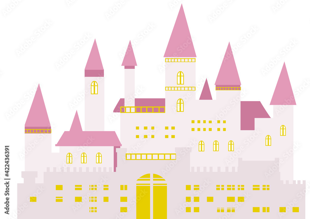 イラスト素材 森の中にあるクラシカルでかわいいお城のイラスト Stock Illustration Adobe Stock