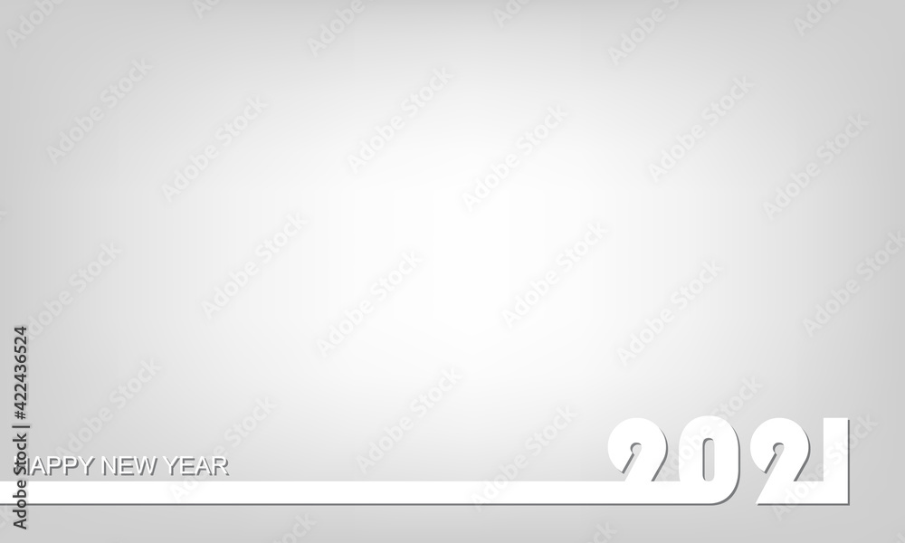 Happy New Year 2021 Modern Linear Text Design Background. Vector