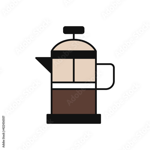french press Coffee  icon  in color icon, isolated on white background 