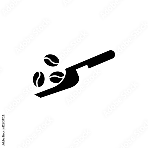 Bean scoop icon in solid black flat shape glyph icon, isolated on white background 