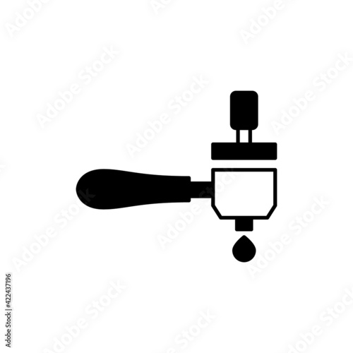coffee portafilter icon in solid black flat shape glyph icon, isolated on white background 