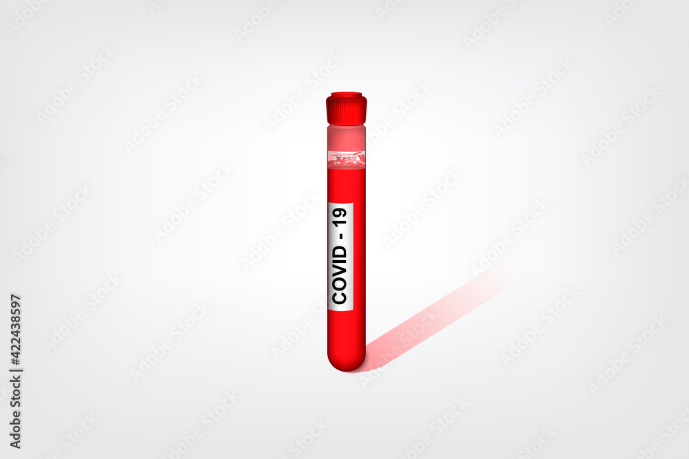 Laboratory sample blood testing tube for diagnostic Covid-19, pandemic and epidemic corona virus. Vector Laboratory sample blood testing tube for diagnostic Covid-19, pandemic and epidemic corona virus. Vector