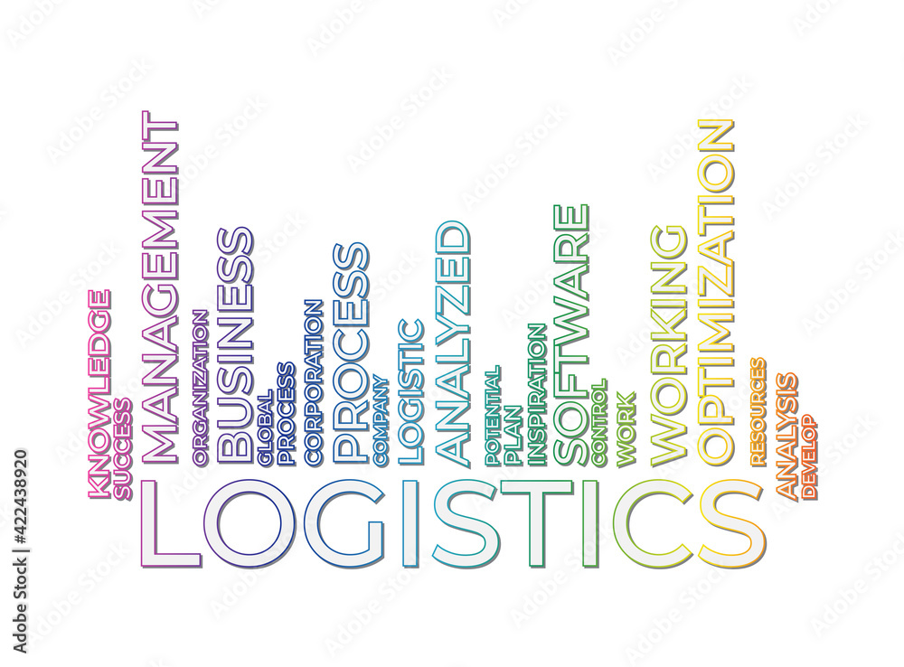 Logistics barcode word tag cloud. Vector illustration
