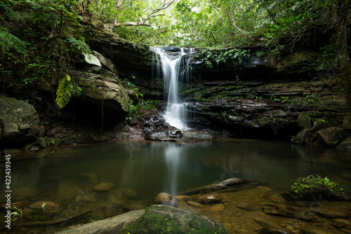 Kuura falls is a peaceful place to relax with its serene atmosphere on Iriomote Island  Yaeyama.